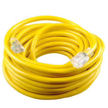 STOCK IN US! 100ft 12gauge 3wire SJTW  3 Prong Outdoor heavy duty Extension Cord lighted end for Construction Use (100 Foot)